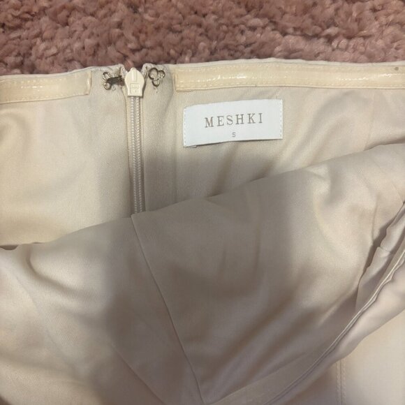 Meshki Maci Crepe Mini Dress Light Beige Fully Lined Womens Size Small - Picture 7 of 9